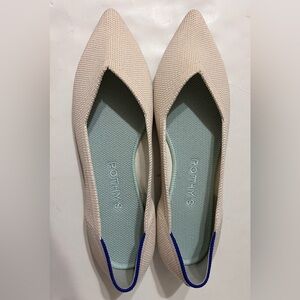 ROTHY’S White The Point Slip On Flats Shoes Women 6 Comfy Lime Green Insole RARE